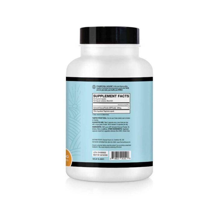 Activated Charcoal Capsules Vegan (320 mg) 1 Bottle, 125 count - Image 3
